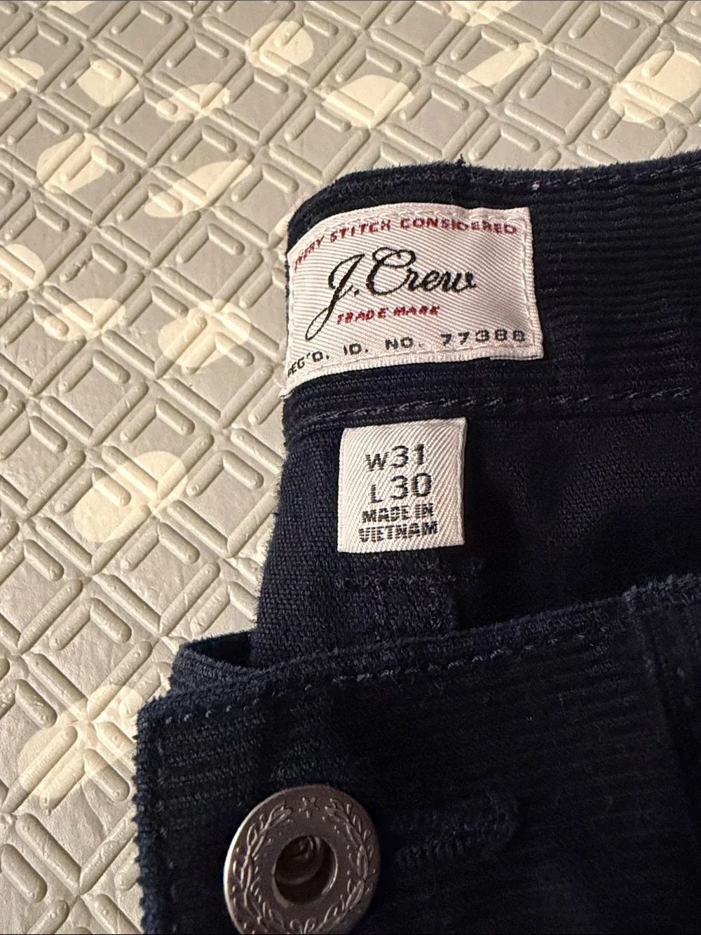 J Crew Dark Navy Corduroy Pants